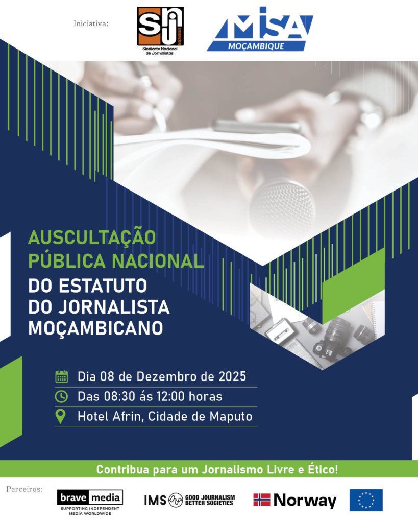 MISA Moçambique e SNJ realizam Auscultação Pública do Estatuto do Jornalista Moçambicano em Maputo