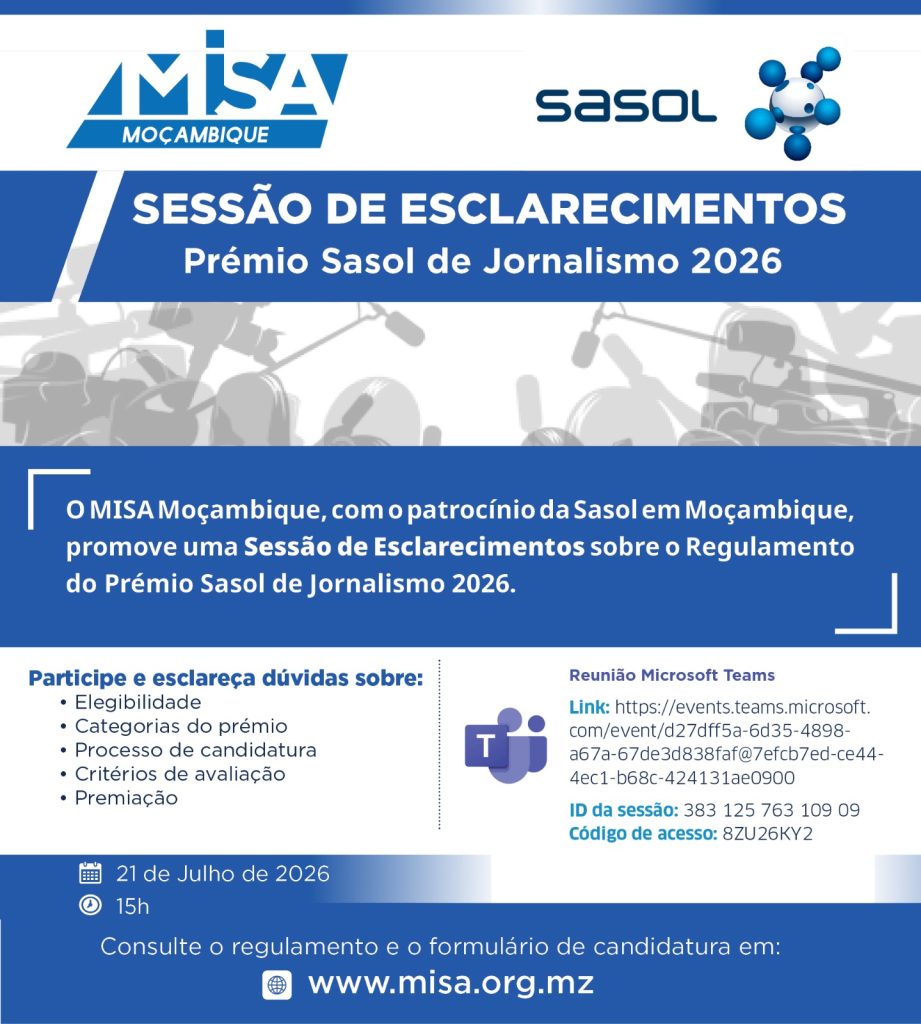 Sessão de Esclarecimentos: Prémio Sasol de Jornalismo 2026